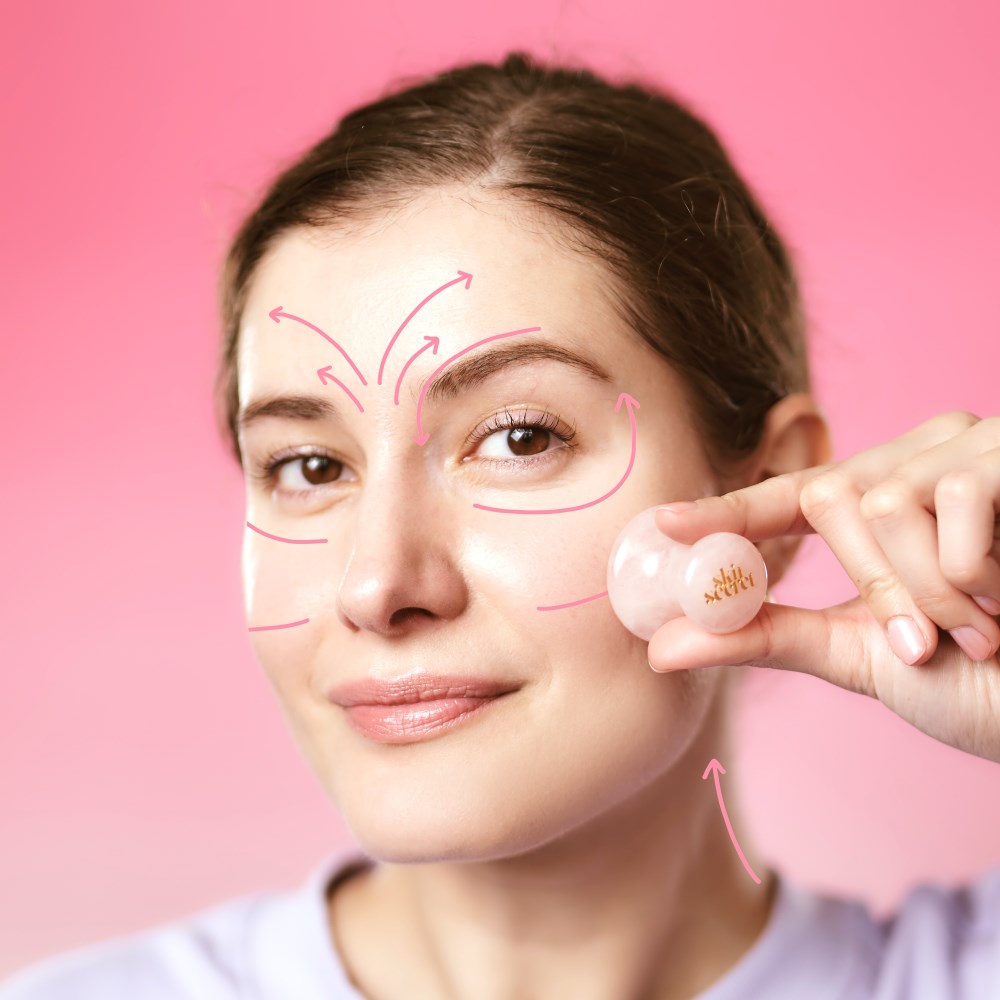 SKINSECRET Gua Sha Mushroom Aventurin ansiktsmassasjestein med gull