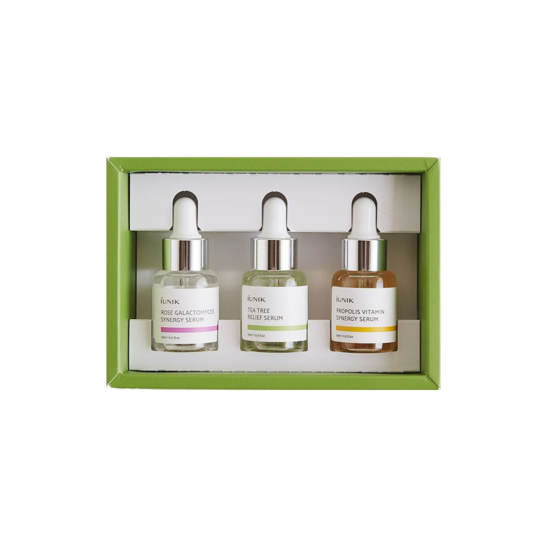 IUNIK Daglig Serum Prøvesett med Rose, Tea Tree og Propolis