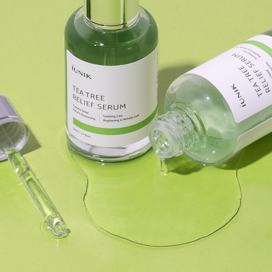 IUNIK Tea Tree Relief Serum, 67% Tetrevann, Ro og Fukt