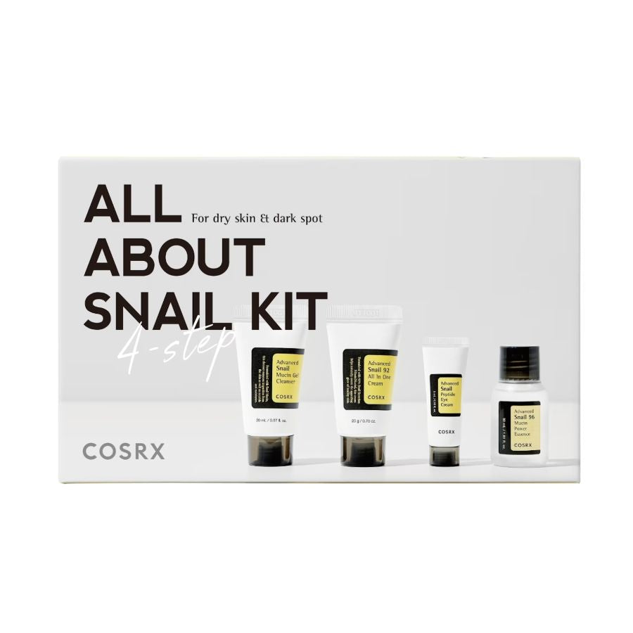 COSRX All About Snail Kit 4-trinns snegleslim reisekit for hud