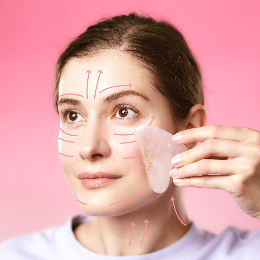 SKINSECRET Klar Kvarts Ansiktsruller og Gua Sha Hjerte Sett