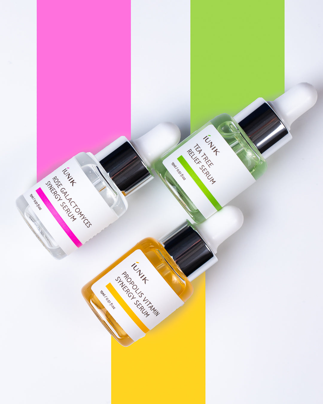 IUNIK Daglig Serum Prøvesett med Rose, Tea Tree og Propolis