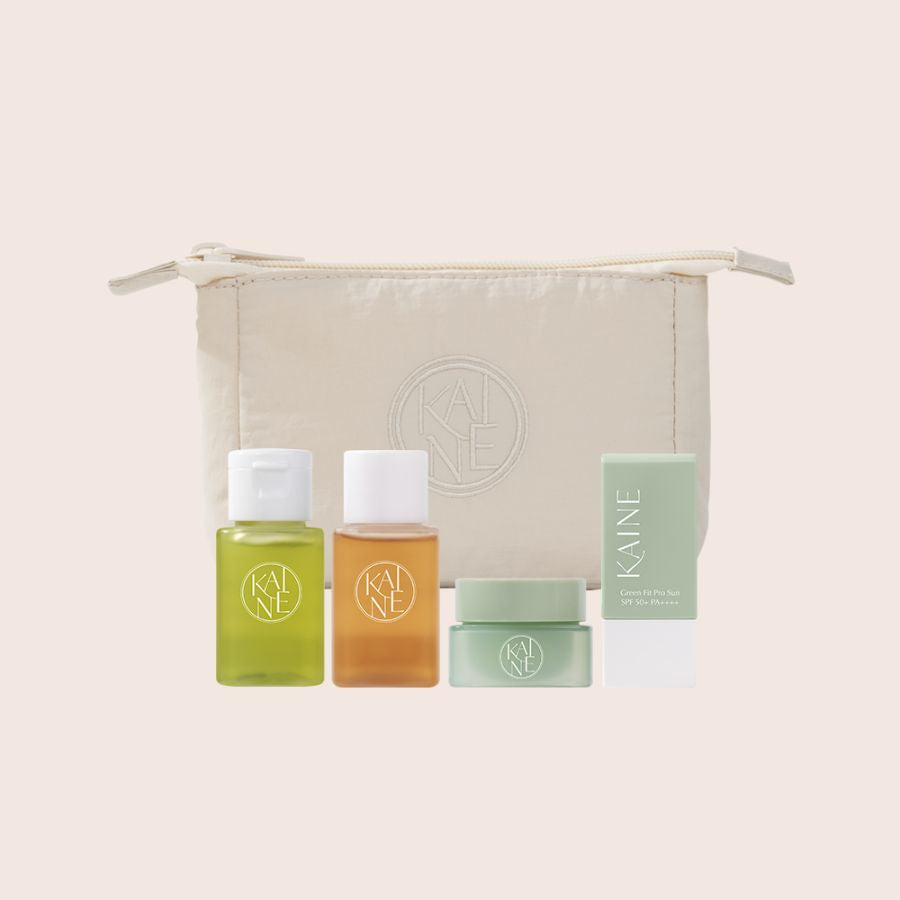 KAINE Reisekit med rensegel, toner, krem og solfaktor
