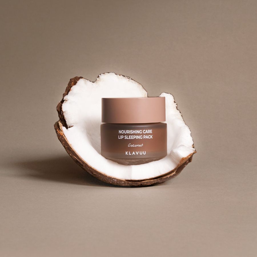 Klavuu fuktgivende leppemaske natt kokosnøtt mykgjørende hydrerende beige tint